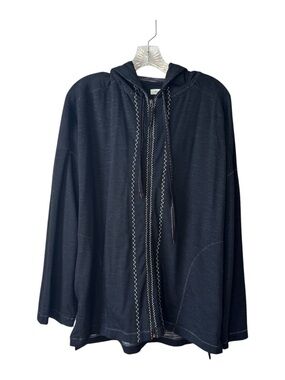 NWT Max Studio Sweatshirt Black Hooded M Warm Up With Contrast Stitching Boho